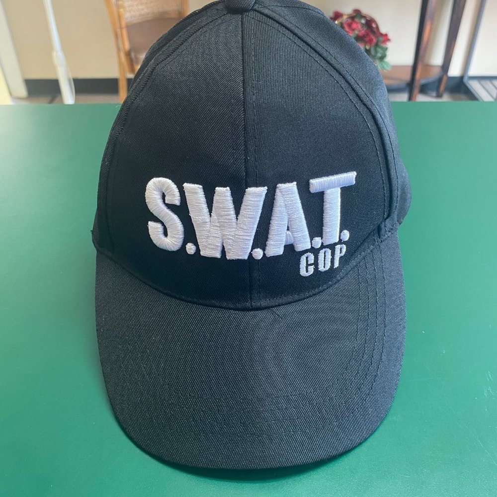 Black S.W.A.T. Cop Ball Cap Hat Snapback Adjustable Sizing